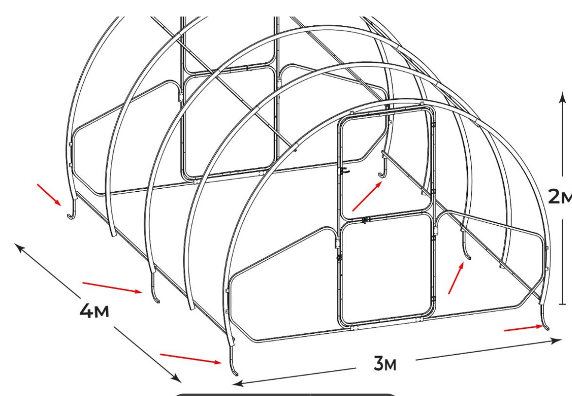 Размери на оранжерия 3х4 поликарбонат