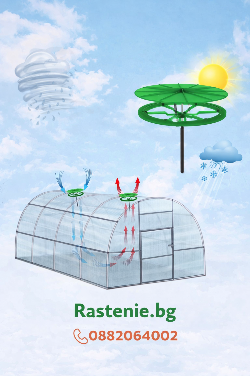 автоматична капандура за оранжерия