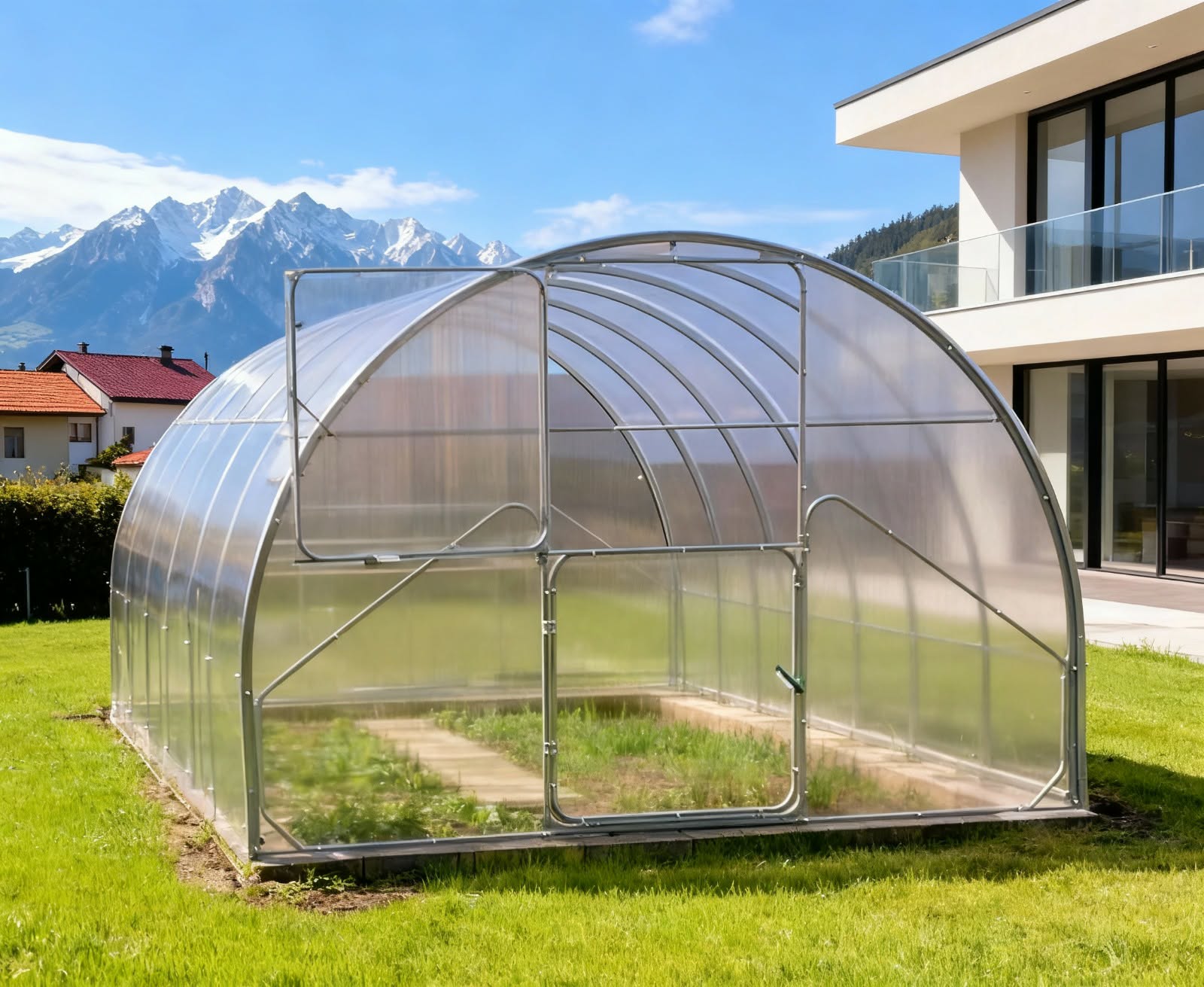 Здрава оранжерия с поликарбонат. Лесен монтаж
